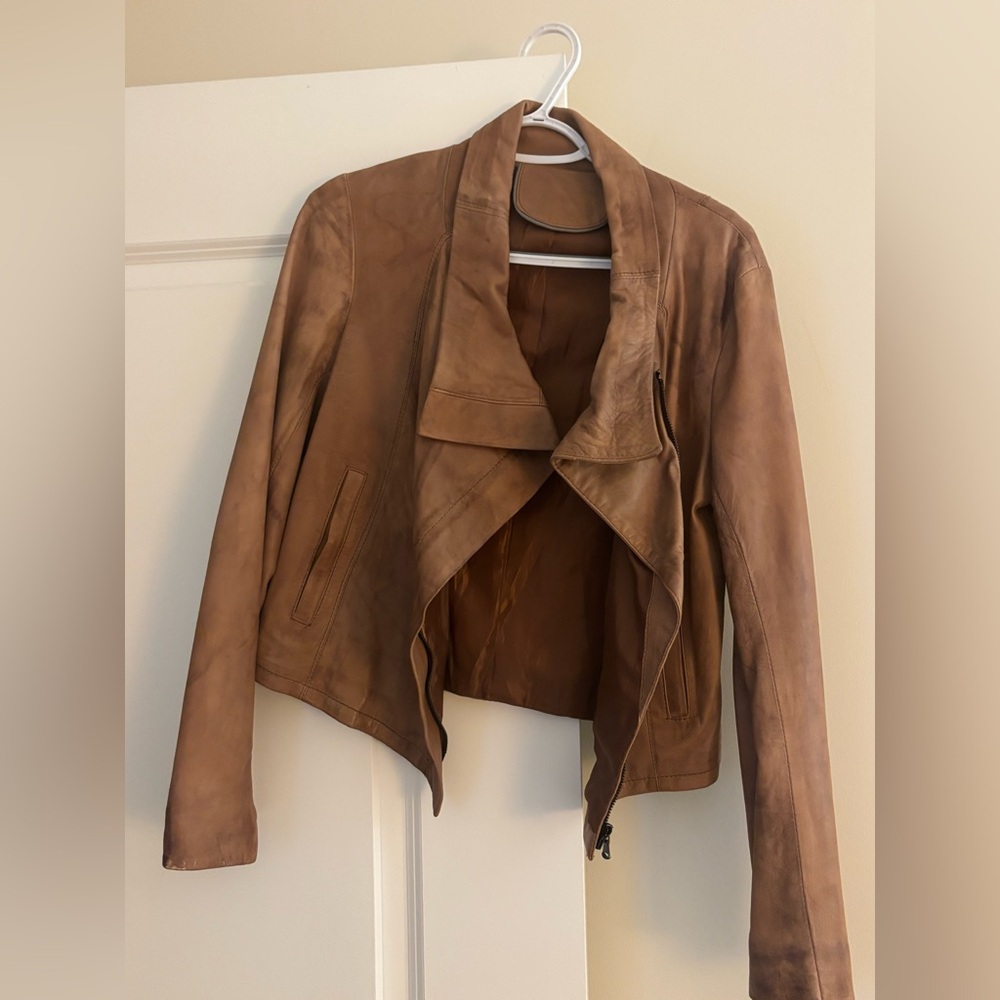 Italian Brown Leather Jacket - Picture 4 of 6